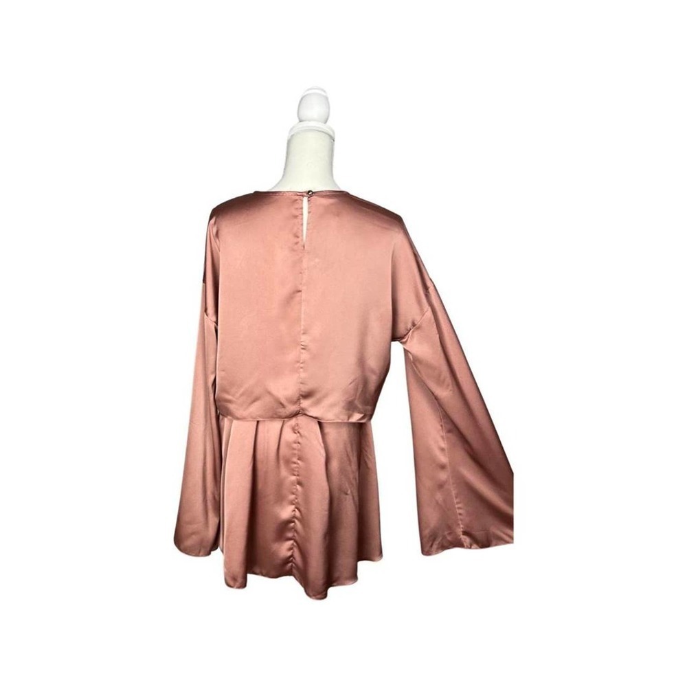 Satin Flute Sleeve Crop Top Shirt and Ballet Tie Mini Skirt Set Lavender Dress - Picture 3 of 4